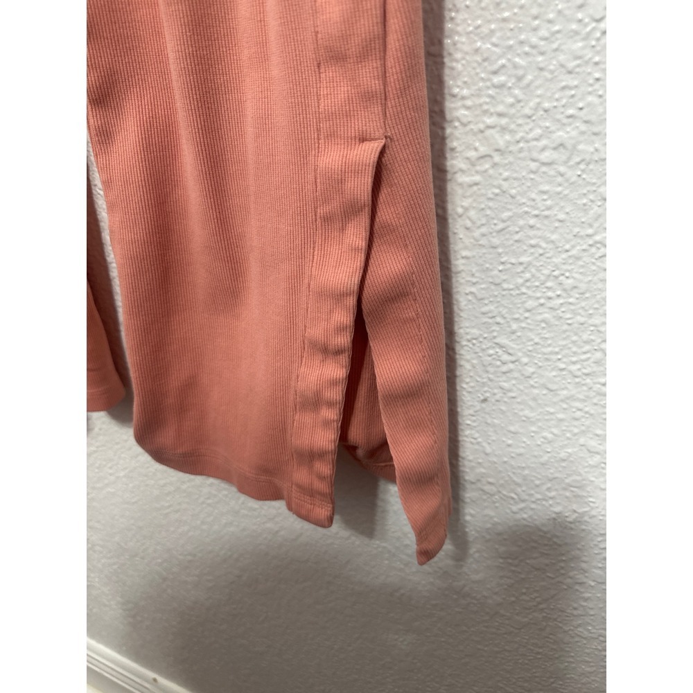 Adidas Ribbed Flare Track Pants Peach Pink Side Slit Logo Detail Size S - Picture 6 of 14